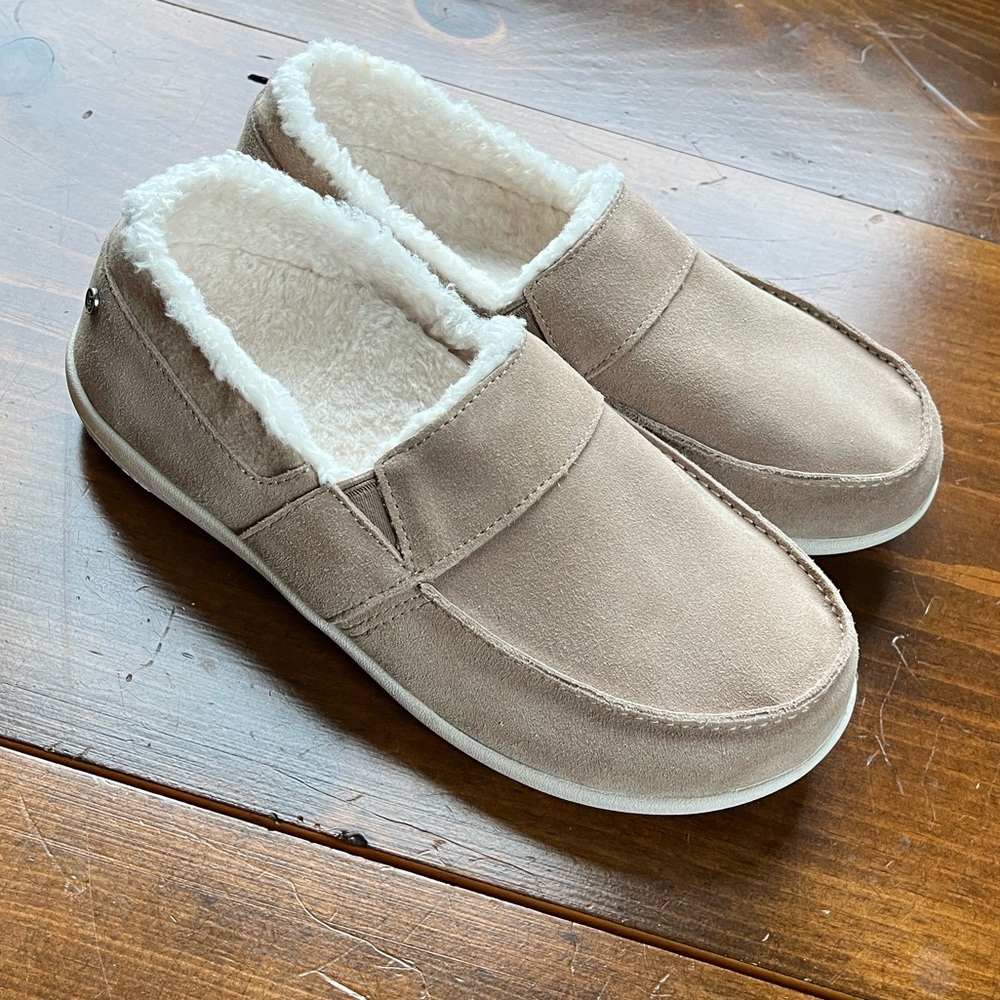 Waco Spenco Leather Suede Wool Fiesta Slip On Loafers Tan Sz 9.5 D